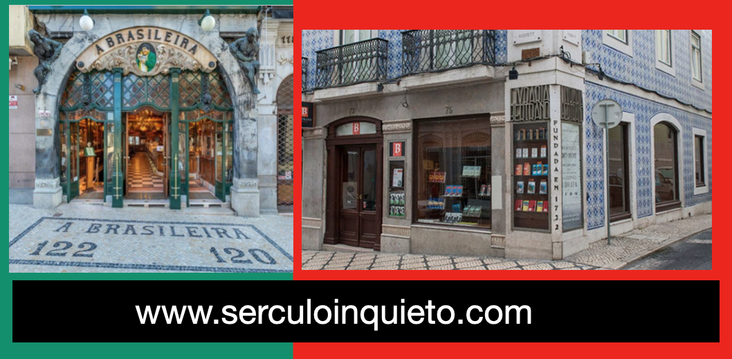 Postal. LISBOA: “A  BRASILEIRA” Y LIBRERÍA BERTRAND